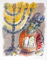 Aaron et le chandelier à sept branches d’Exodus contemporain de Marc Chagall